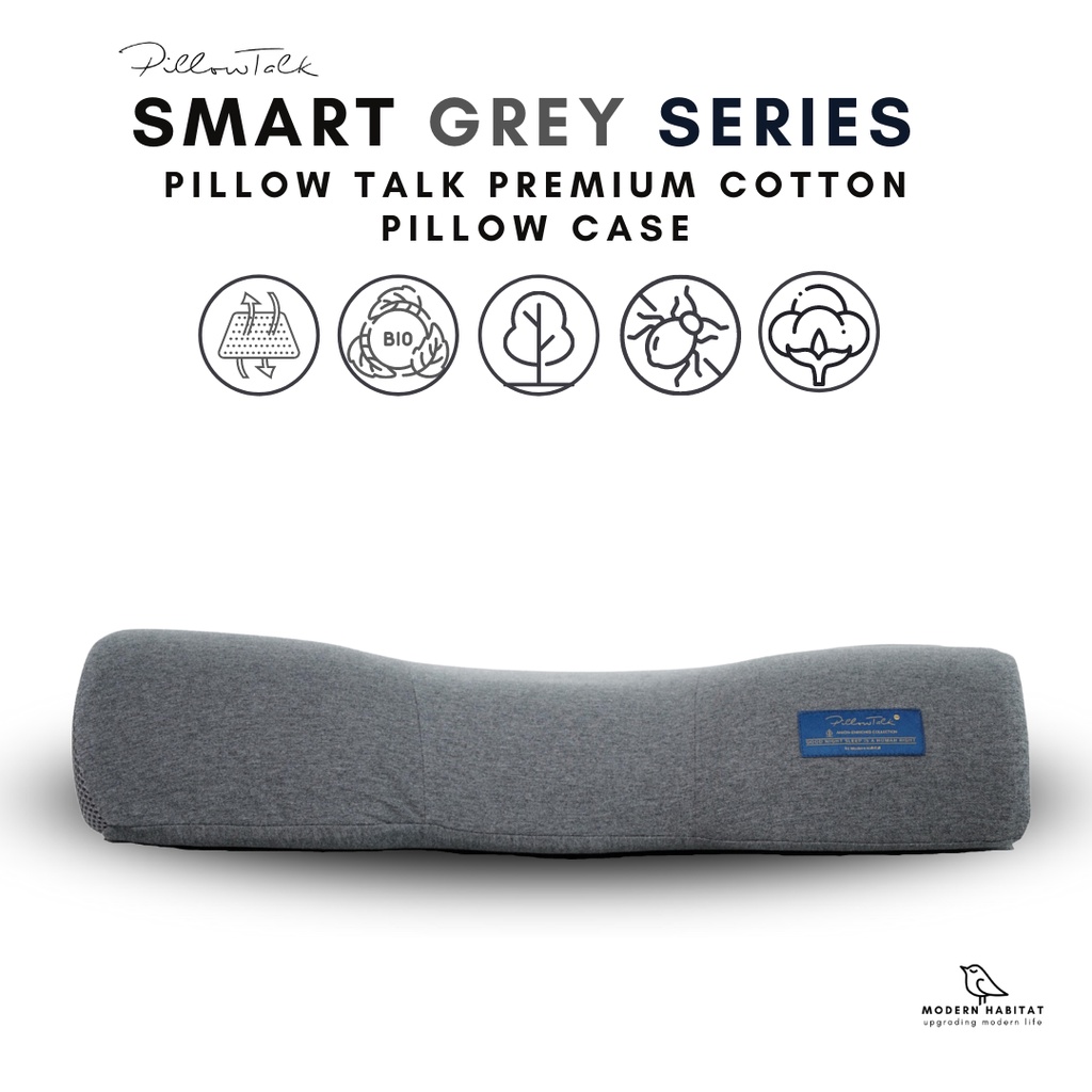 Modern Habitat[Smart Grey] PillowTalk Premium Cotton Pillow Cover 60
