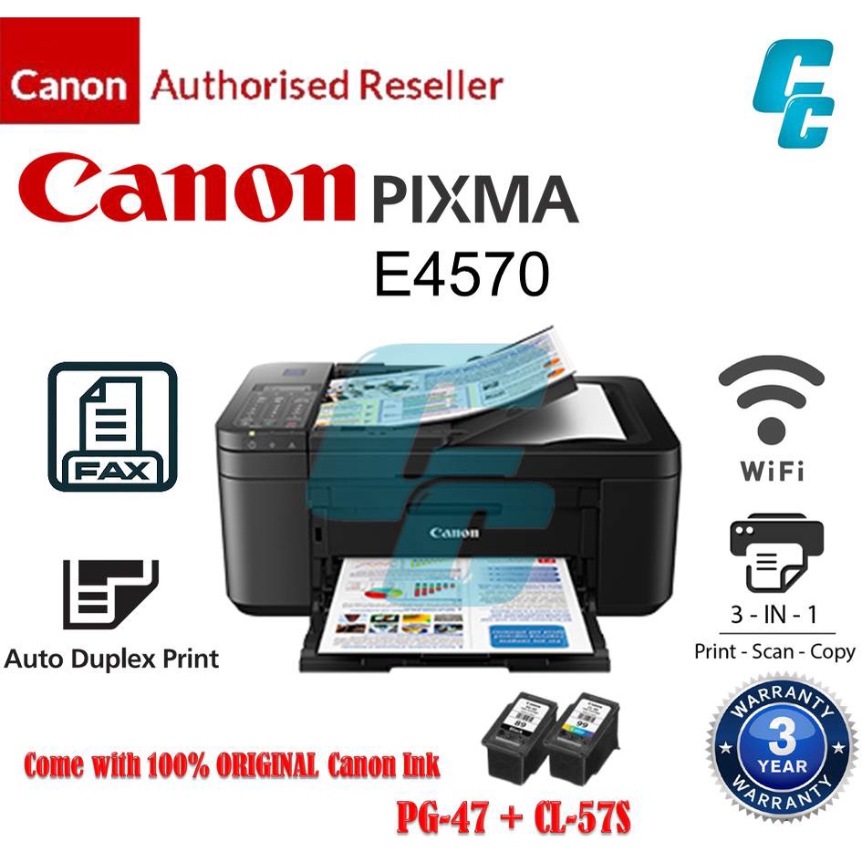 CANON PIXMA E4570 AIO WIFI PRINTER Print/Scan/Copy/Fax *** E4270