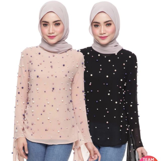 Pearl Chiffon Viral Blouse  Baju  Perempuan Shopee  Malaysia