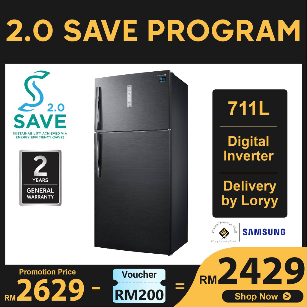 Samsung Inverter 2 Door Refrigerator Peti Sejuk 711l Top Mount Freezer With Twin Cooling Plus Rt62k7005bs Me