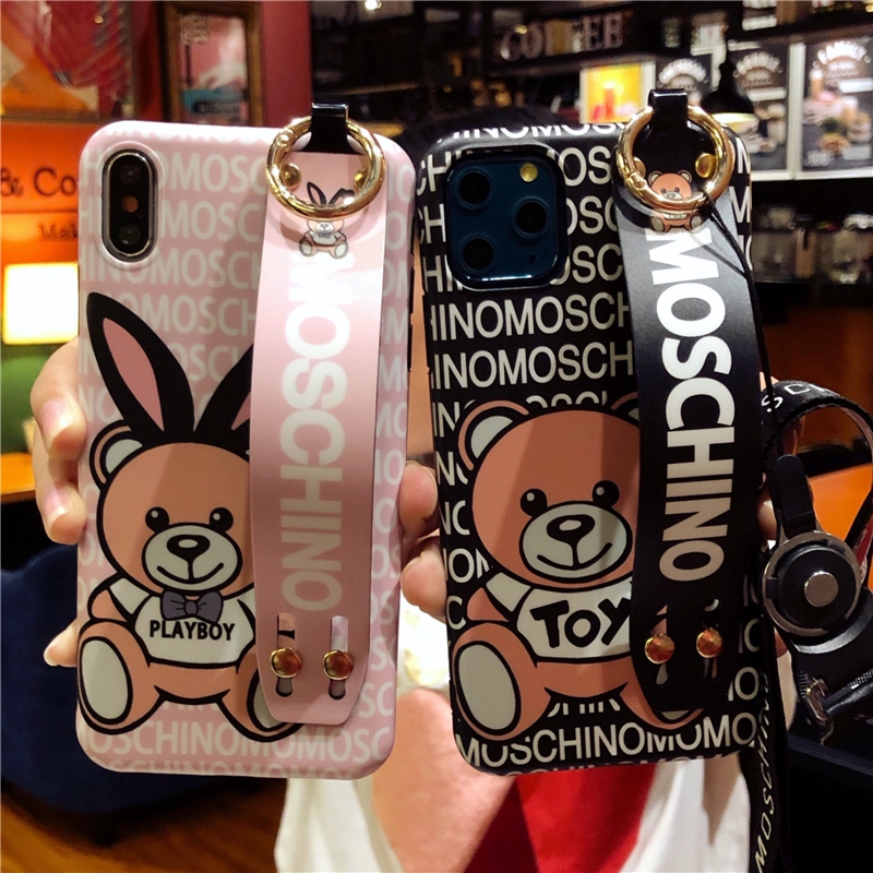 Moschino Cute Bear With Stand Phone Case For Iphone 13 12 11 Pro Max Mini 12pro 13pro X Xs Max Xr Se 7 8 Plus Soft Silicone Casing Cover Shopee Malaysia