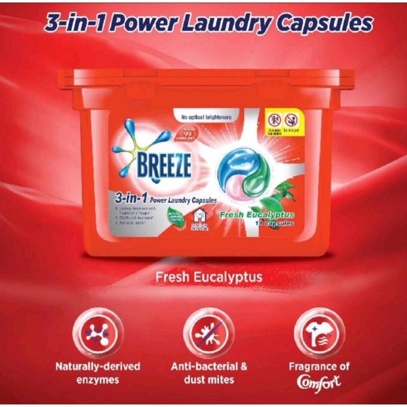 Breeze Capsule Detergent Fresh Eucalyptus 270g ( REASY STOCK ) | Shopee ...