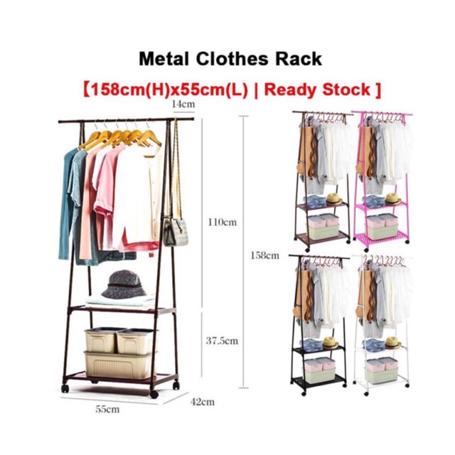 Metal Clothes Rack Rak Baju Besi, Metal Clothes Storage Cabinets