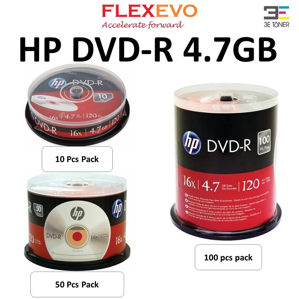 Genuine HP DVD-R DVD DVDR 4.7GB Media120Mins 16X 10pcs | Shopee Malaysia