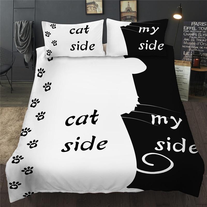 Bedding Cat Duvet Cover Pillow Cases Double King Size Animal