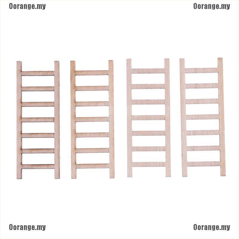 Pm 4pcs Dollhouse Miniature Fairy Garden Wood Step Ladder Home