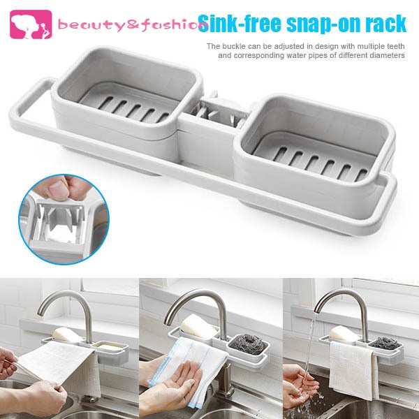 Storage Organizer For Kitchen Sink Faucet Sponge Soap Cloth Drain