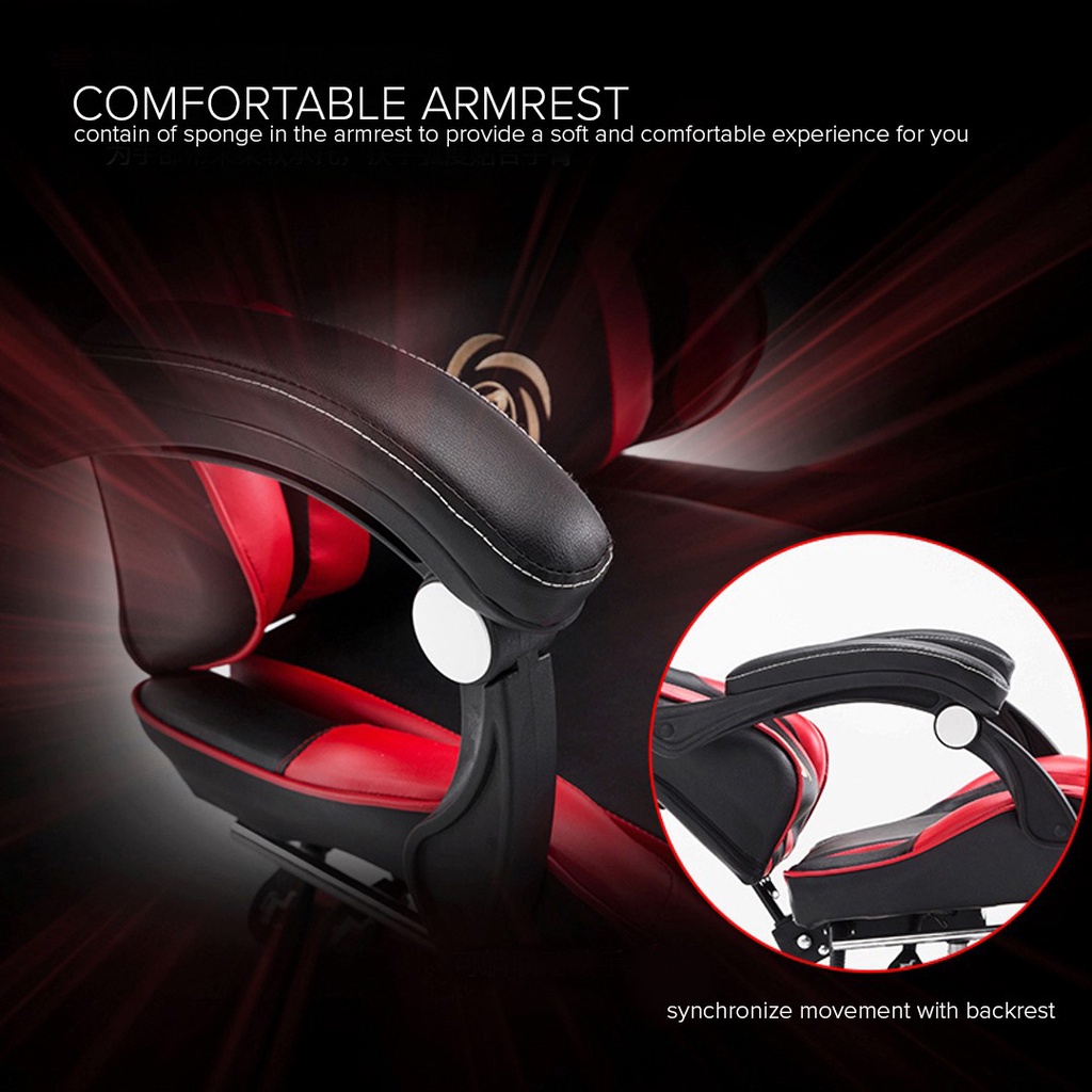 FINSSO: LR Height Adjustable Reclining Gaming Chair With Ergonomic Backrest and Height Adjustment and Pillows Recliner