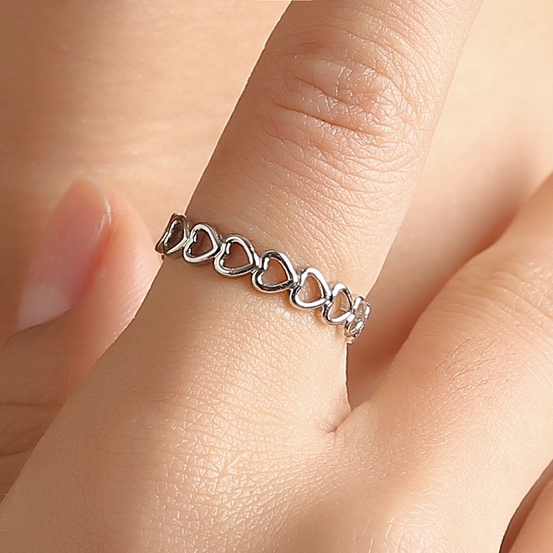 openwork heart silver ring