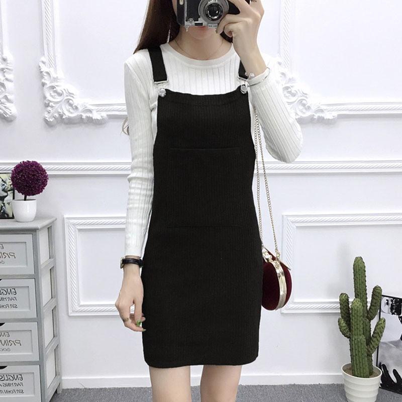 Korean Style Sleeveless Knitted Overall  Dress  For Women 