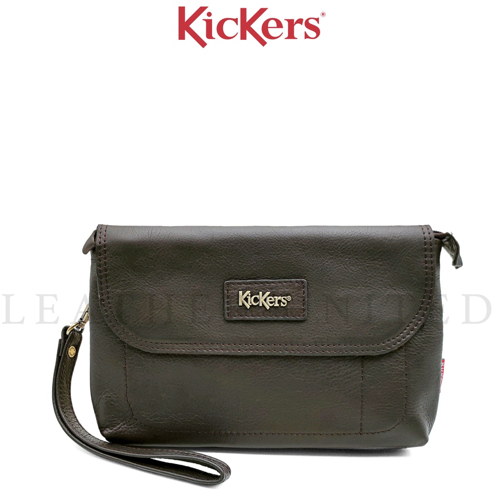 Kickers Genuine Top Grain Leather Iconic Overlay Clutch Bag & Pouch 