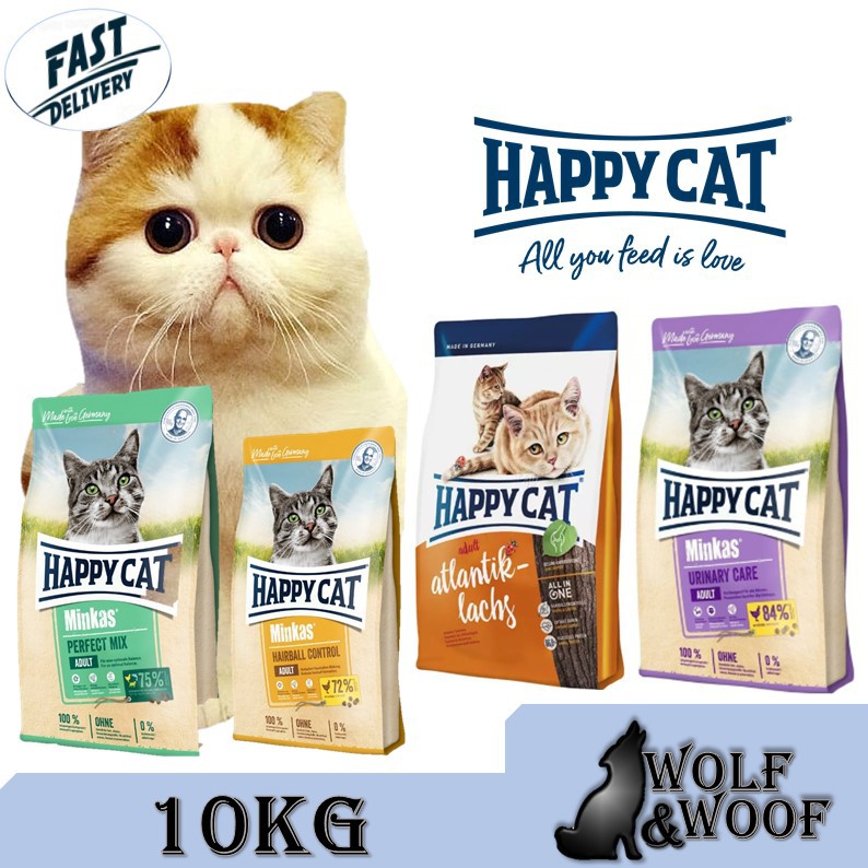 Happy Cat Cat Dry Food 10kg (Happy Cat Minkas Perfect Mix, Hairball