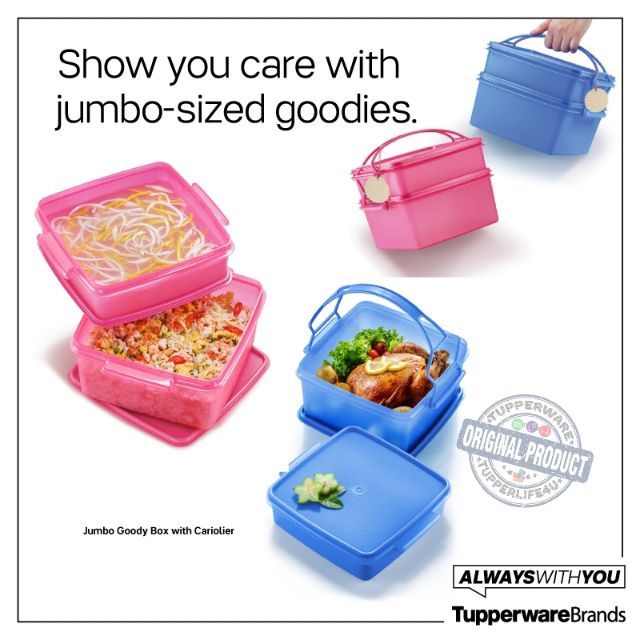 💥Ready Stock💥Tupperware Jumbo Goody Box with Cariolier - Pink Set Or Blue Set