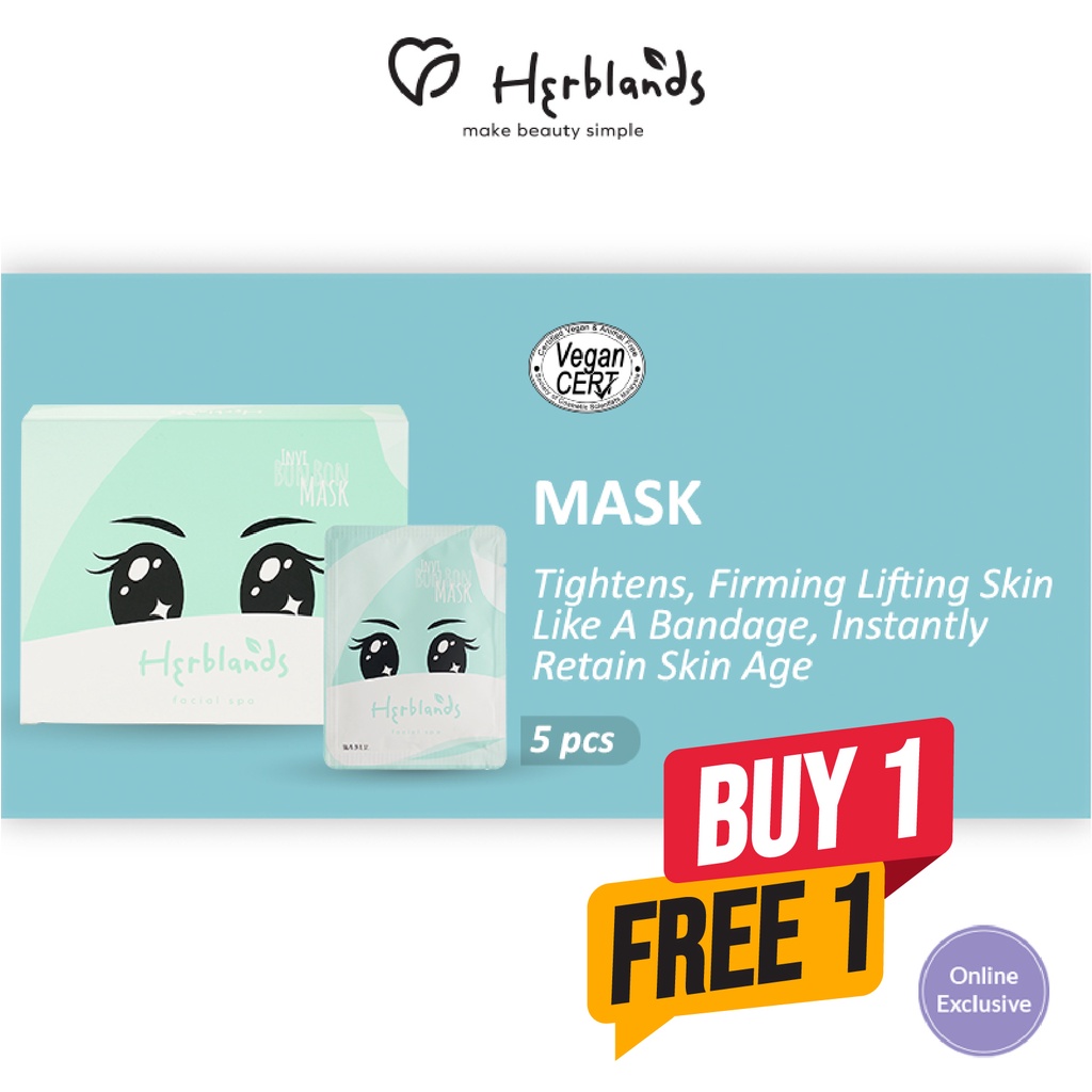 [Mask][BUY 1 FREE 1] Herblands Invi Bon Bon Mask (Pack of 5) Anti Aging Mask Facial Mask 抗老 面膜