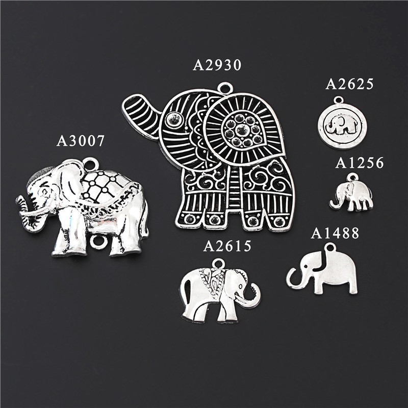 1pc Antique Sliver Elephant Animal Charm Pendant Bracelet Necklace Jewelry Making Handmade DIY