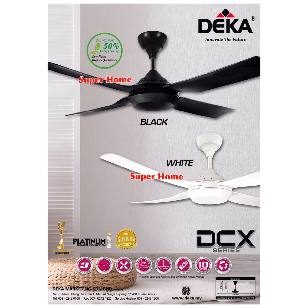 Deka Dcx Gm Dc Motor 52 Inch 4 Blades Designer Decorative Ceiling Fan With Remote Control Black 5 Speed Shopee Malaysia