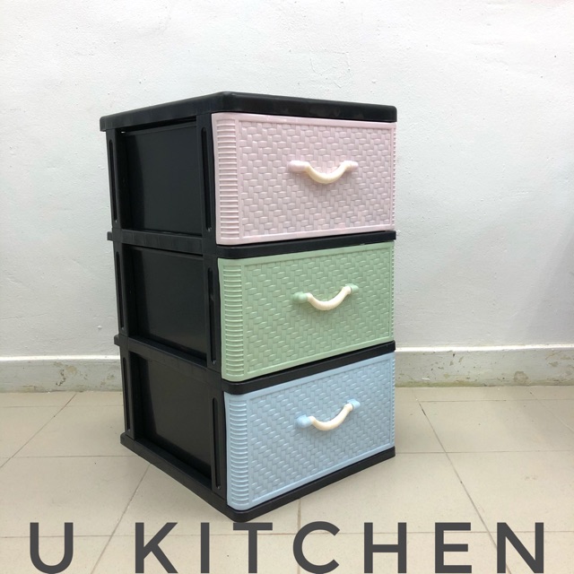 Century 3 Tier Plastic Drawer / Cloth / Storage / Laci