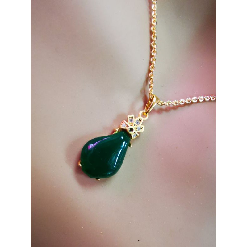Emas Korea 24k Necklace +Jade Pendant /Pendant/Emas Korea 24k Rantai