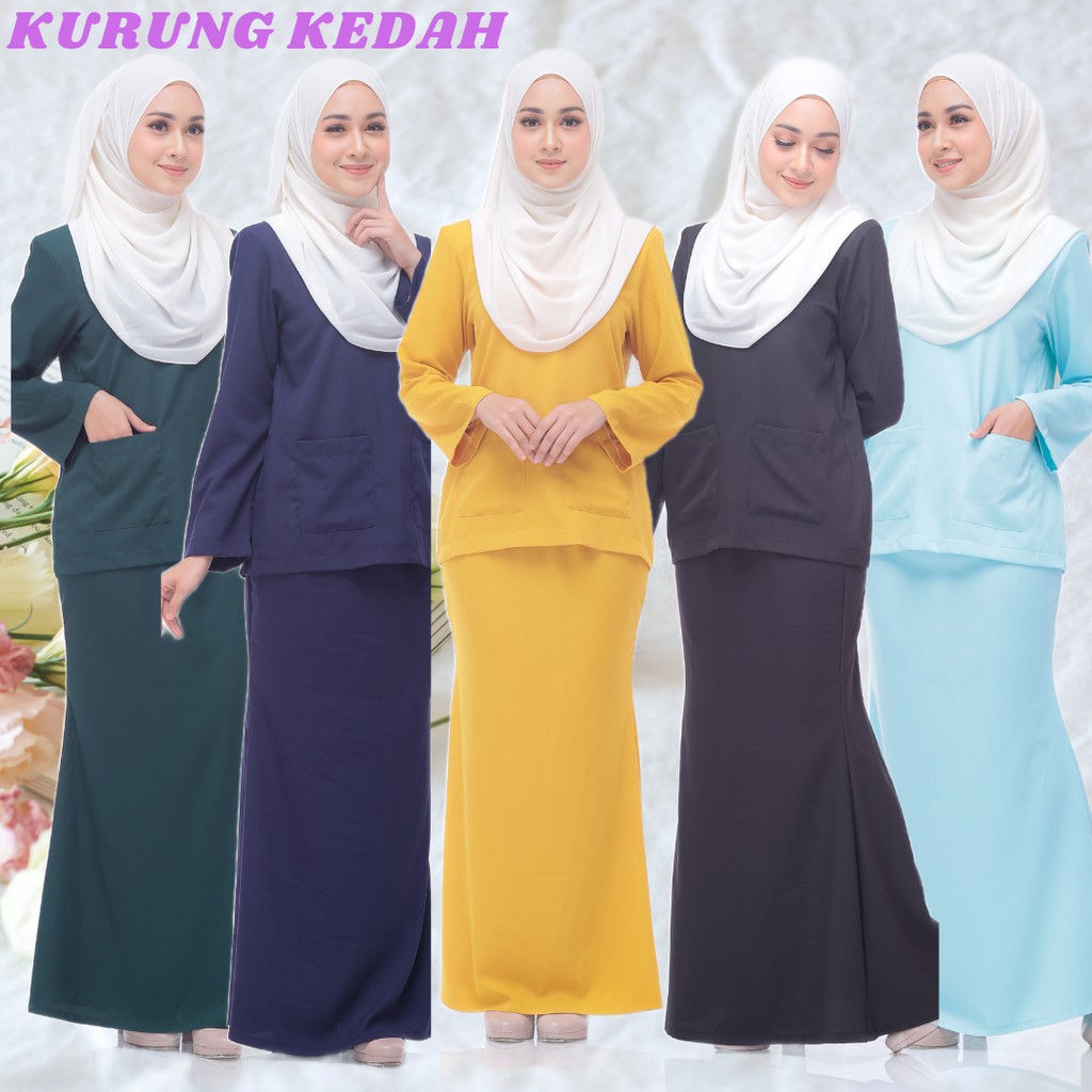 BAJU KURUNG KEDAH PLAIN ADA POKET LESSIRON ZEENAT