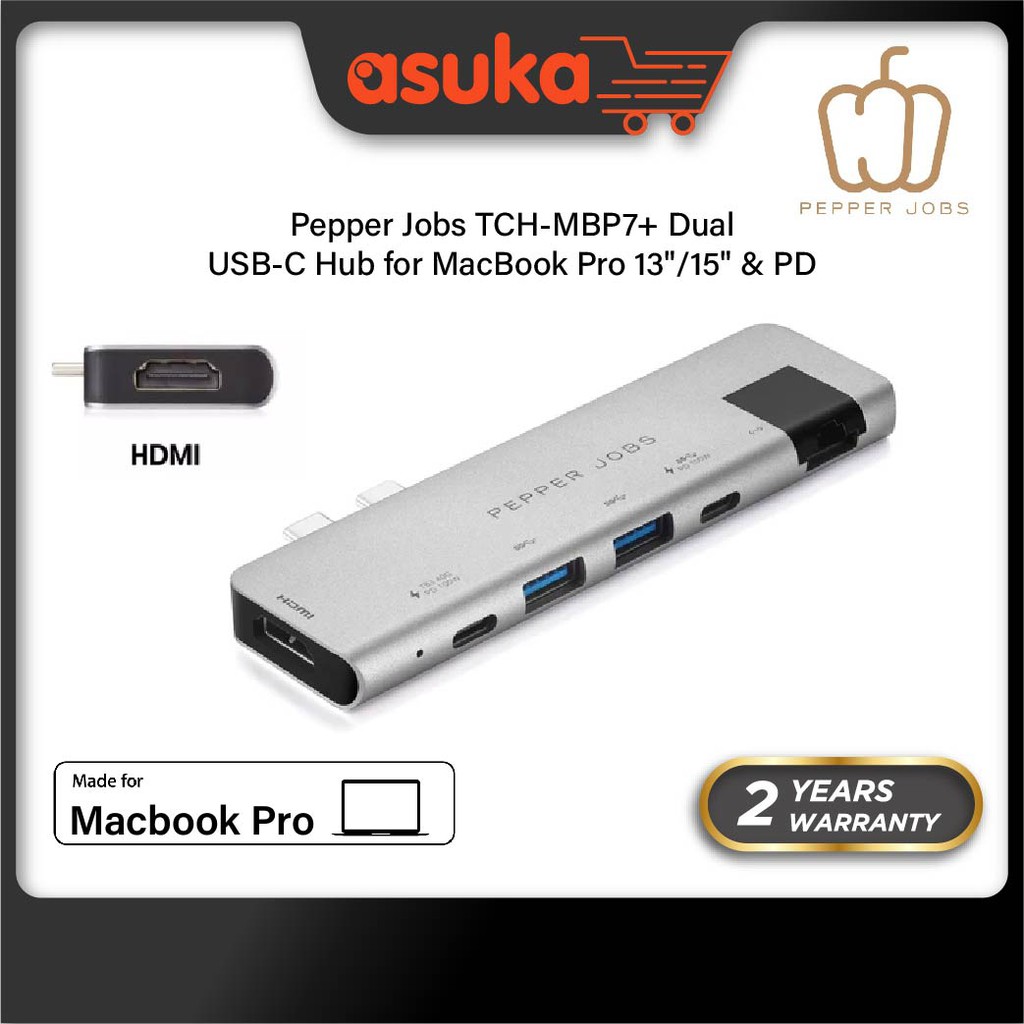 Pepper Jobs TCH-MBP7+ Dual USB-C Hub for MacBook Pro 13"/15" & PD