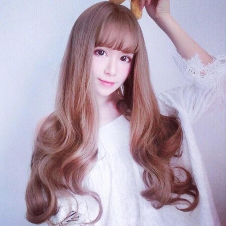 Japan And South Korea Anime Wig Air Bangs Long Curly Hair Straight