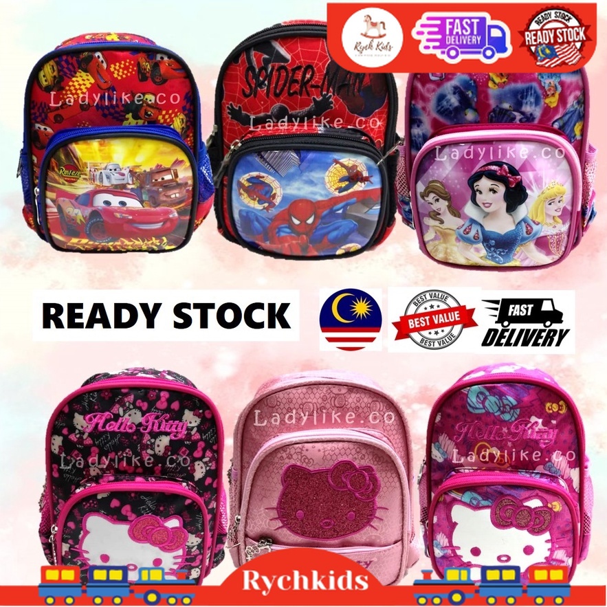 Disney Bag Kid Backpack Hello Kitty, Princess, Cars, Spiderman Mini