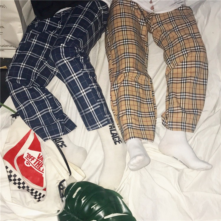 Retro Burberry Style MEN WOMEN Couple Sport Plaid Casual Loose Harem Long  Pants | Shopee Malaysia