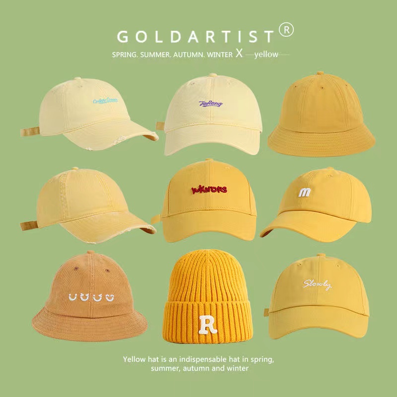 Simple and fashionable yellow baseball cap outdoor sun protection hat