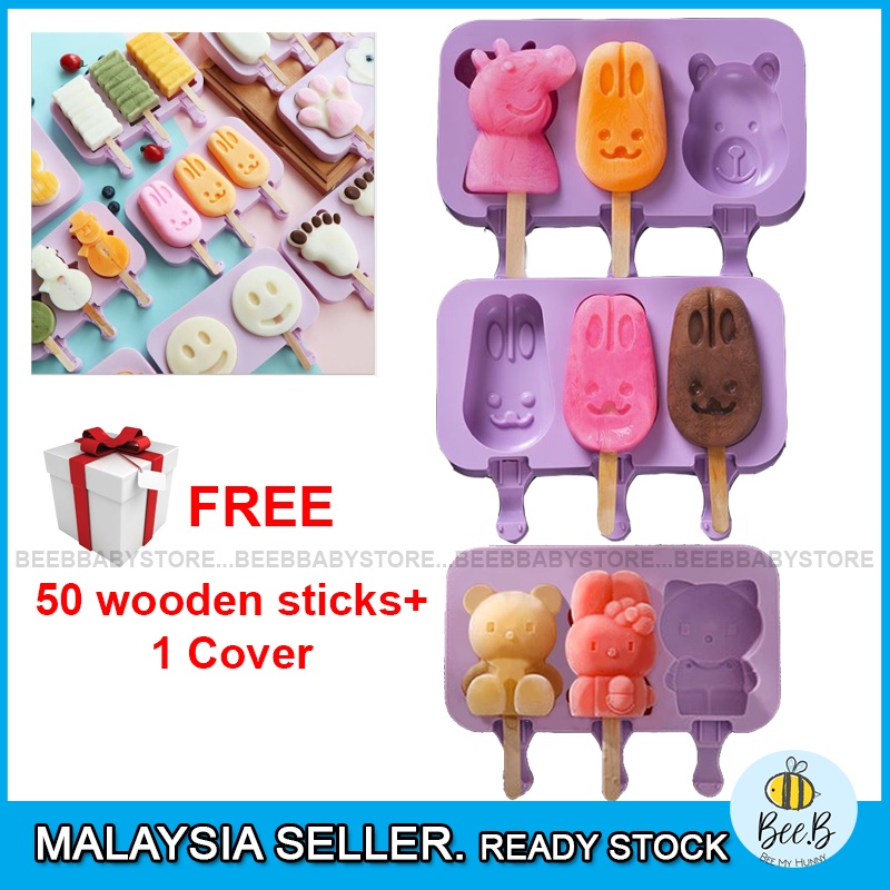 Silicone Ice Pop Mold Popsicle Molds,DIY Ice Cream Maker with 60pcs Wooden Sticks ，Classic Oval,Non Stick Classic Oval MOTZU Ice Cream Bar Mold 