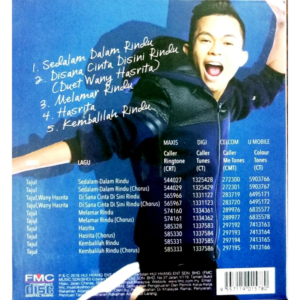 Tajul Sedalam Dalam Rindu Malay Song Cd Shopee Malaysia