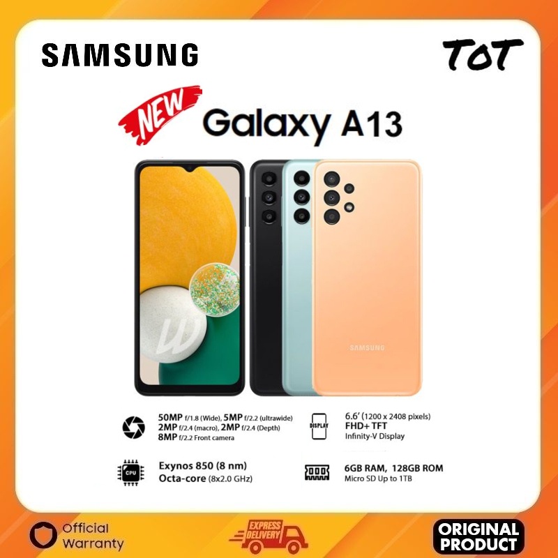 SAMSUNG Galaxy A13 4G l 6GB+128GB ROM Smartphones l 6.6" FHD+ TFT LCD l