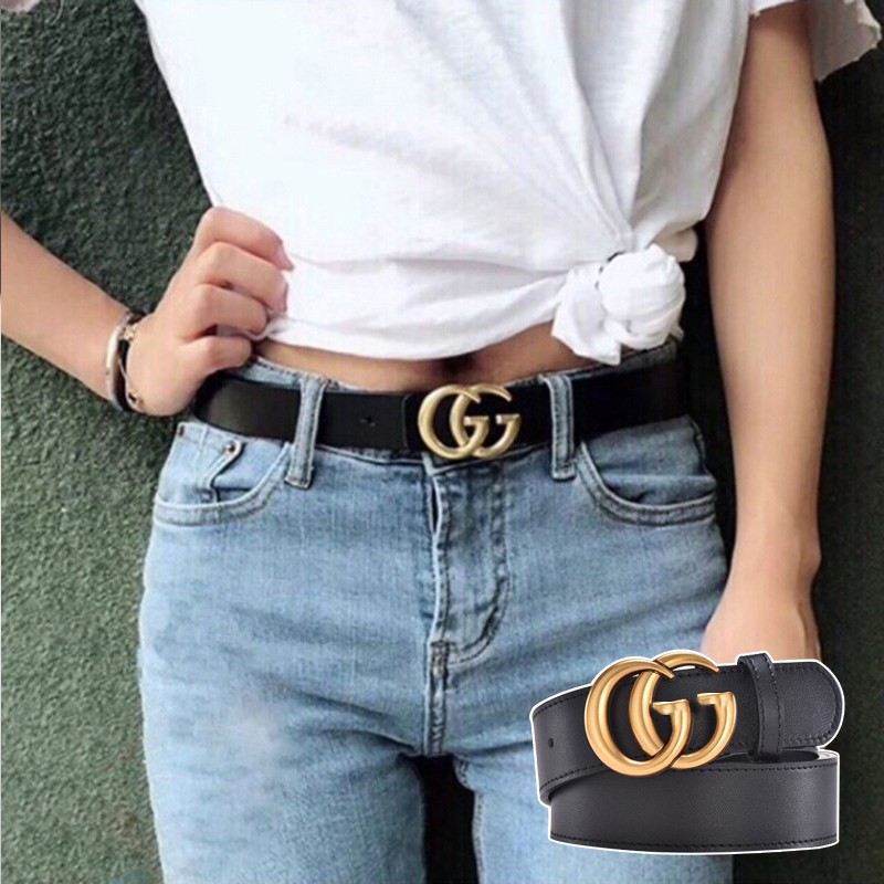 leather belt with double g buckle