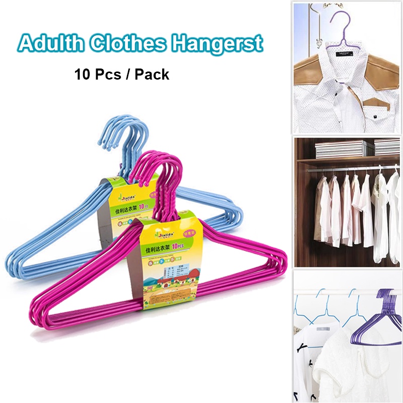 10 Pcs Clothes Hanger Cloth Drying Hook Rack Penyangkut Baju Pengantung ...