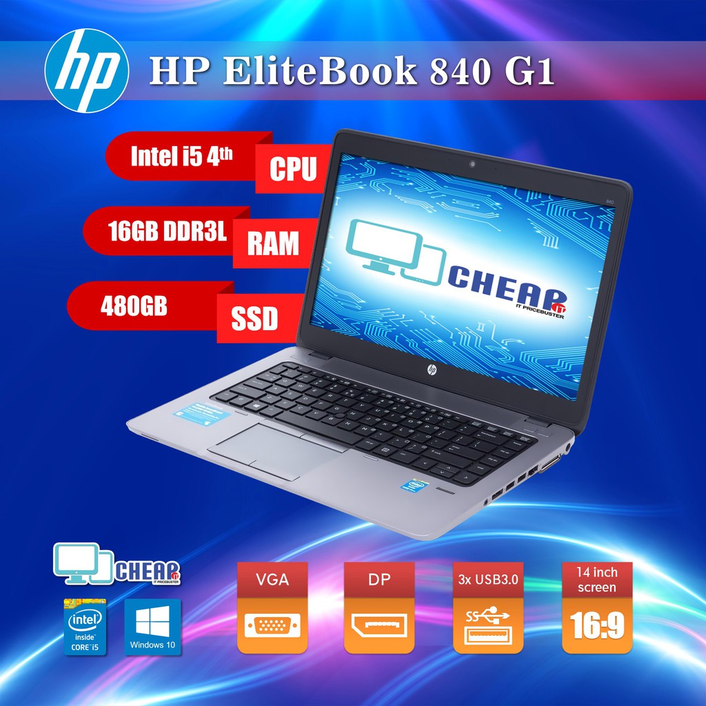 Core i5 16GB 480GB SSD HP Elitebook 840 G1 laptop PC Ultrabook