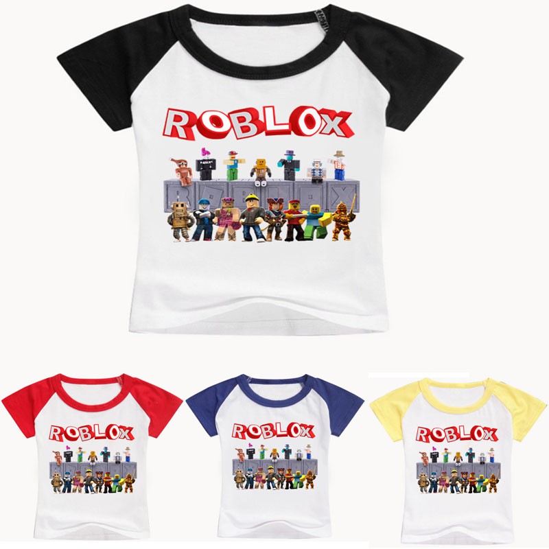 Boys Girls Roblox Kids Cotton T Shirt Tops Short Sleeve Casual Summer Clothing - summer free hair roblox boy