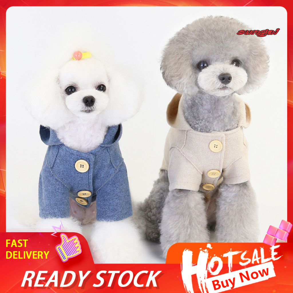 GGYP_Winter Pet Teddy Solid Color Cotton Coat Two-legged ...