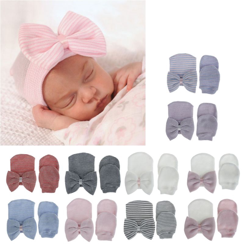 infant girl hat and mitten set