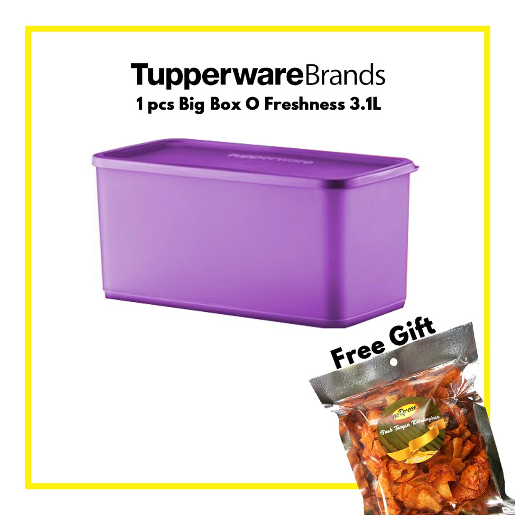 1x Tupperware Brand Big Box Freshness Purple or Orange Colour Container Bekas Bertutup Besar Pilihan Neqrose, 3.1L