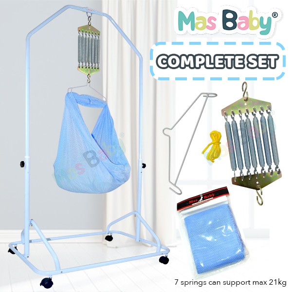 Mas Baby Spring Cot Full Set Cradle Stand Frame Baby Sarong Buai Buaian