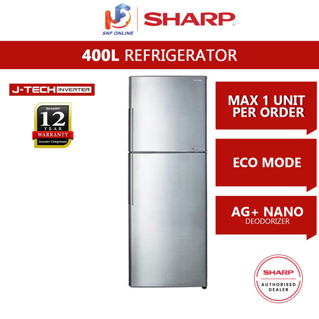 Sharp J Tech Inverter 2 Door Refrigerator 400 L Sj406mss Shopee