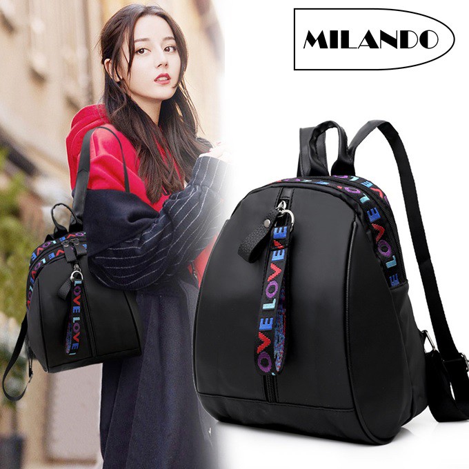 MILANDO Korean Stylist Ladies Women NYLON Backpack Casual Rucksack Bag (Type 6)