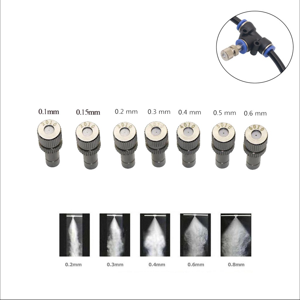 Lowpressure Misting Nozzles 0.1 to 0.8mm Stainless Steel Water Mist