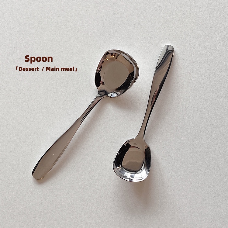 ins square head spoon western spoon spoon small rice spoon yogurt spoon dessert spoon coffee spoon 304 stainless steel pudding spoon ice cream spoon Japanese and Korean creative ice spoon cafe dessert shop