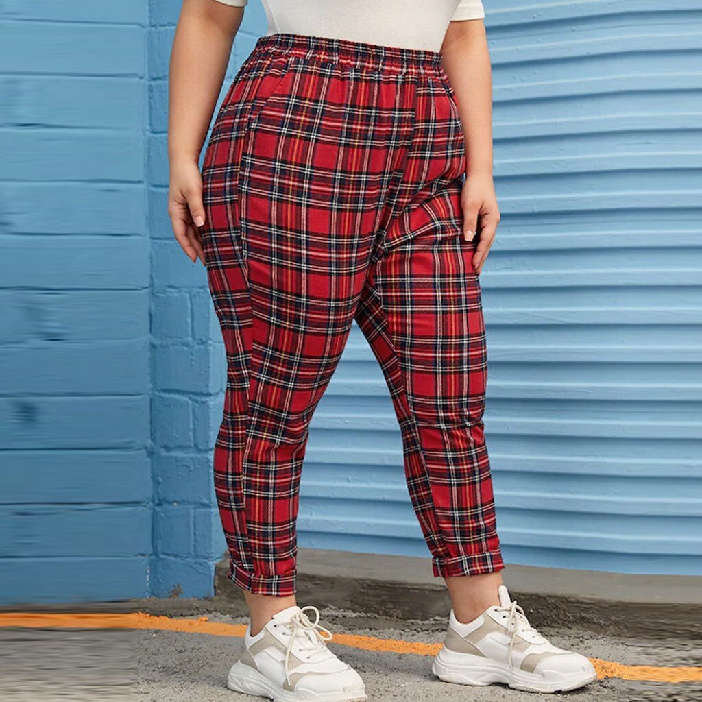 plus size plaid joggers