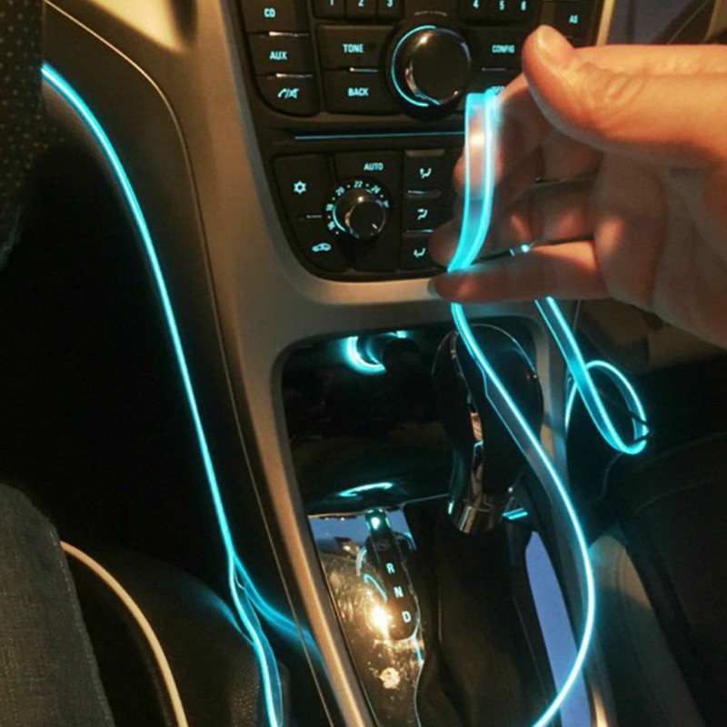 chilala[READY STOCK]1m 2m 3m 5m aksesori dalaman kereta lampu atmosfera garis cahaya sejuk dengan USB DIY Dekoratif papan pemuka Konsol Auto Lampu LED