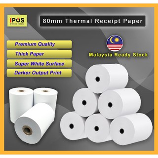 10 Rolls - 80mm Thermal Receipt Paper Roll / Kertas Cash Register POS (Premium Quality)