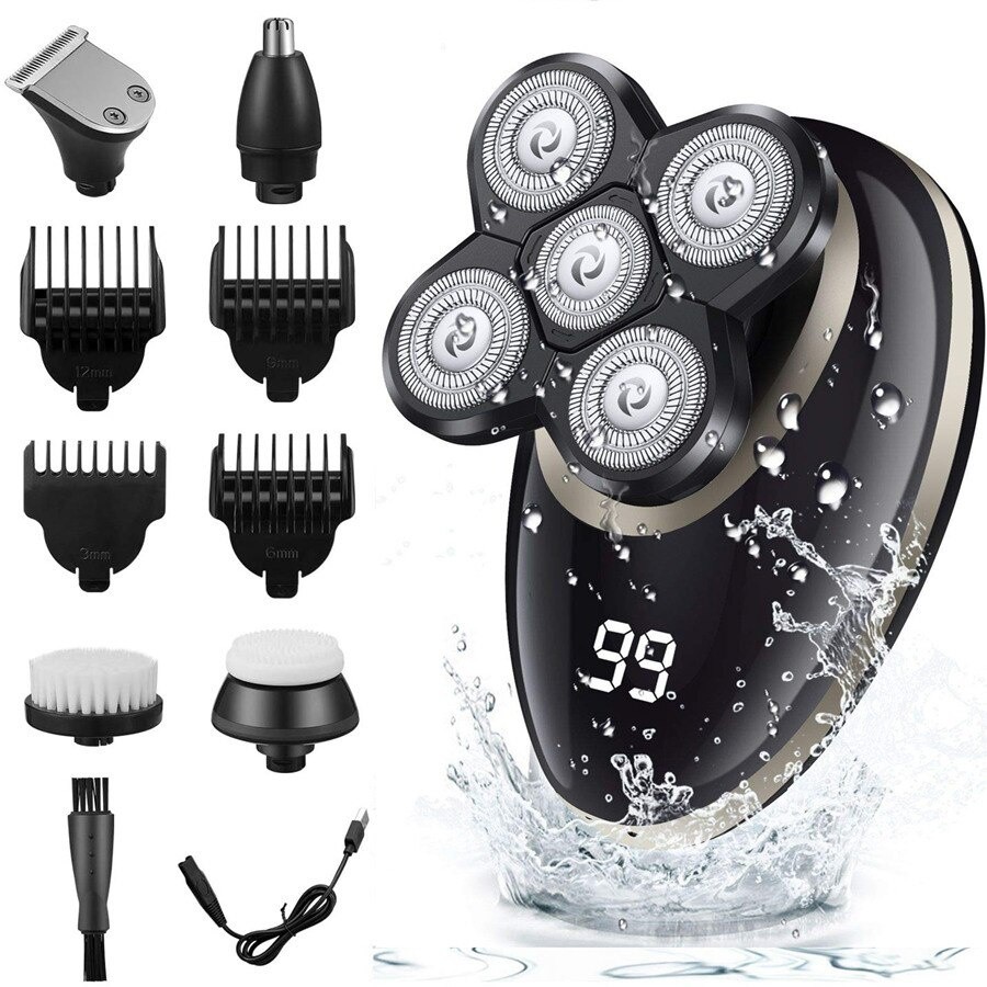 5 IN 1 5D Floating Electric Men Bald Shaver Razor Beard Cordless Hair  Trimmer Clipper Groomer with LCD Display | Shopee Malaysia