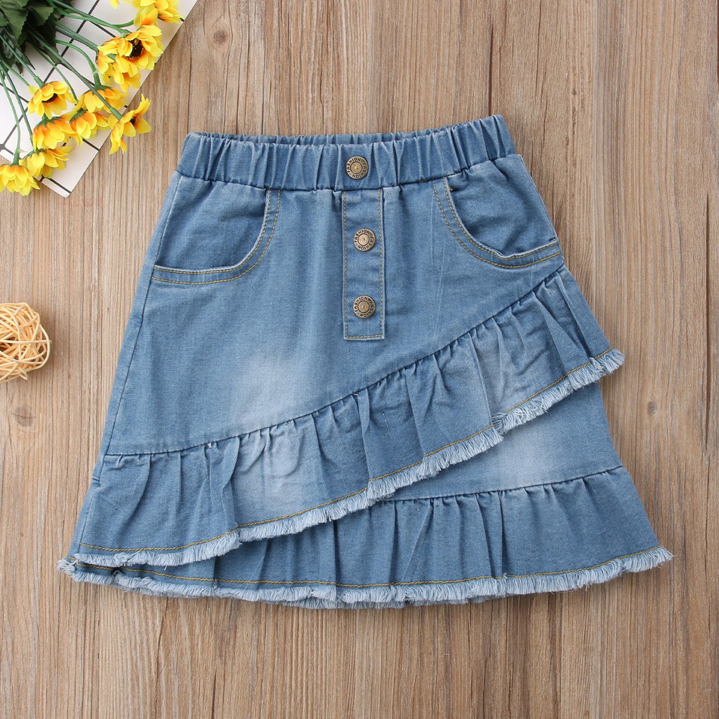 kids blue jean skirt