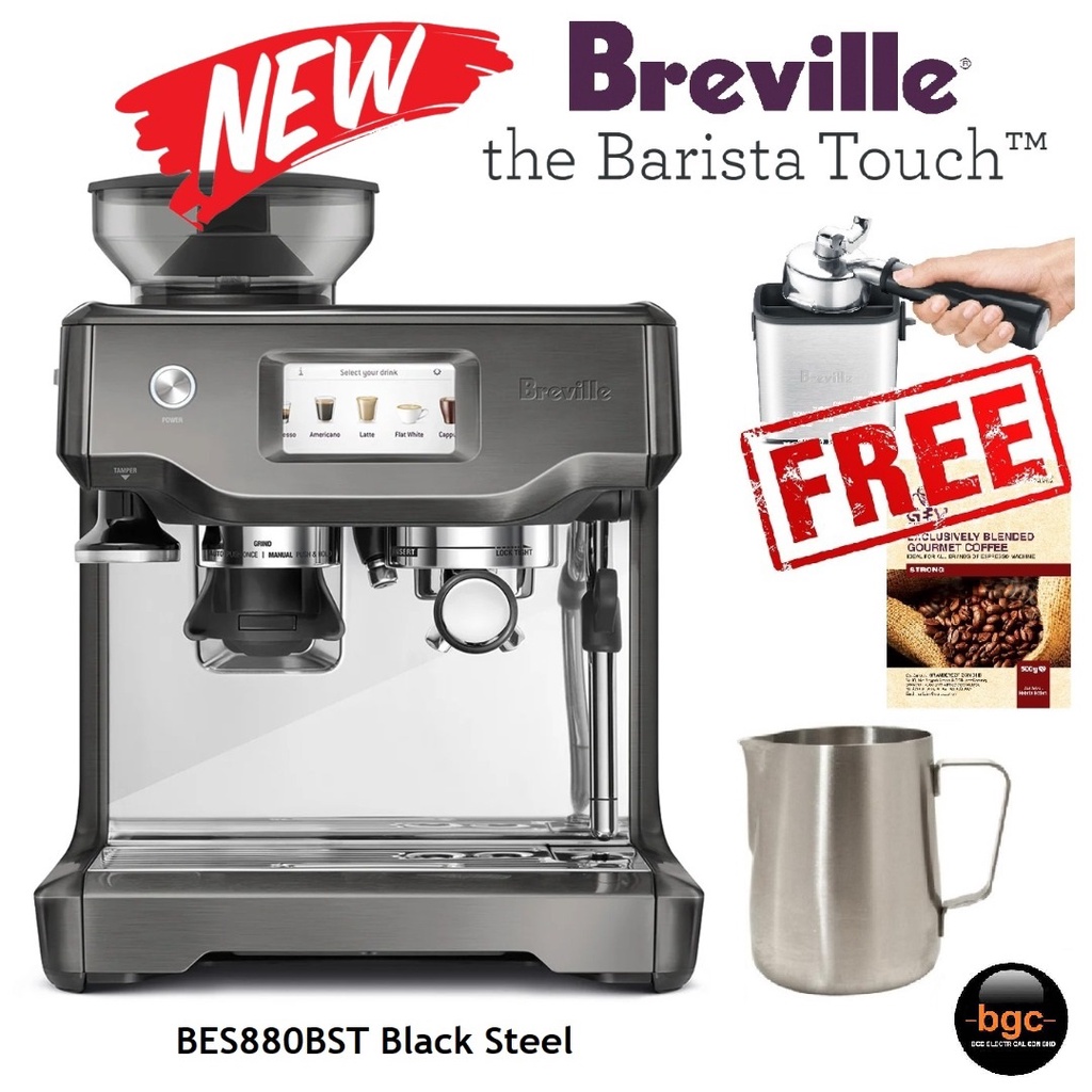 [Ready Stock] Breville The Barista Touch BES880 Silver Coffee Maker BES880BST Black Steel
