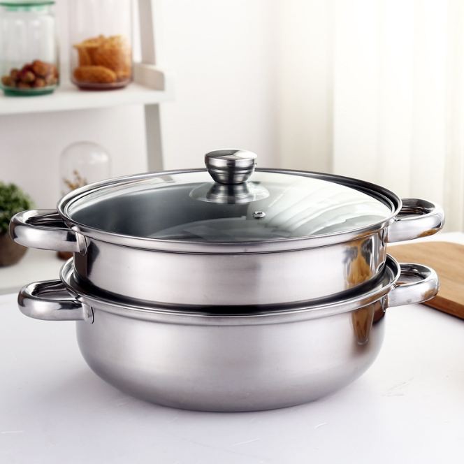 Stainless Steel Two Layer Soup Steamer MultiPurpose Hot Pot Double